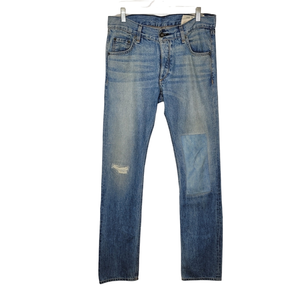 Rag Bone RB 15X Slim Straight Jeans 29X33 Beachcomber Patched